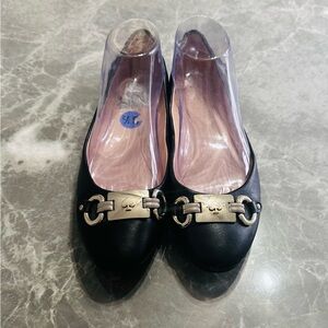 Kate Spade Women' Payton Ballerinas BlK Metal Logo Casual Soft SZ 8.5 Good Tread